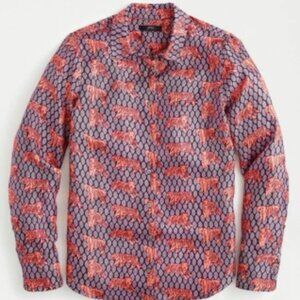 NWT J Crew Collection Silk Tiger Print Button Down Blouse